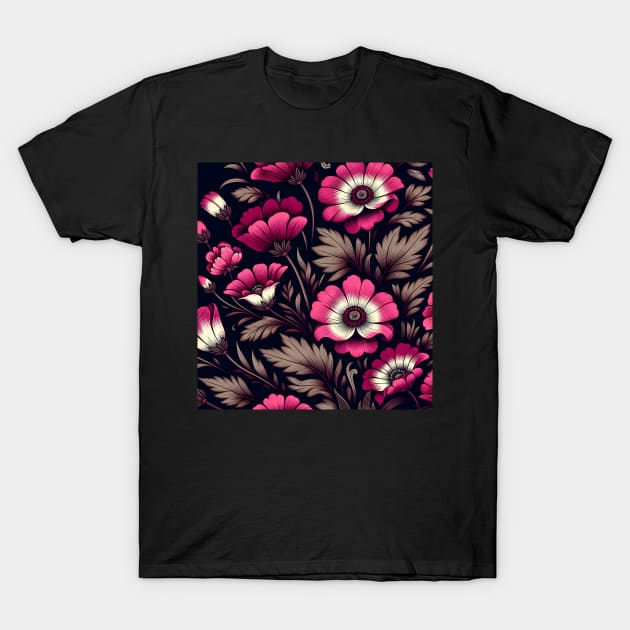 Magenta Floral Illustration T-Shirt by Jenni Arts